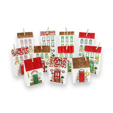 Lade das Bild in den Galerie-Viewer, 24 bedruckte Adventskalender Tüten – Häuser zum Ausmalen