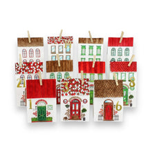 Lade das Bild in den Galerie-Viewer, 24 bedruckte Adventskalender Tüten – Häuser zum Ausmalen