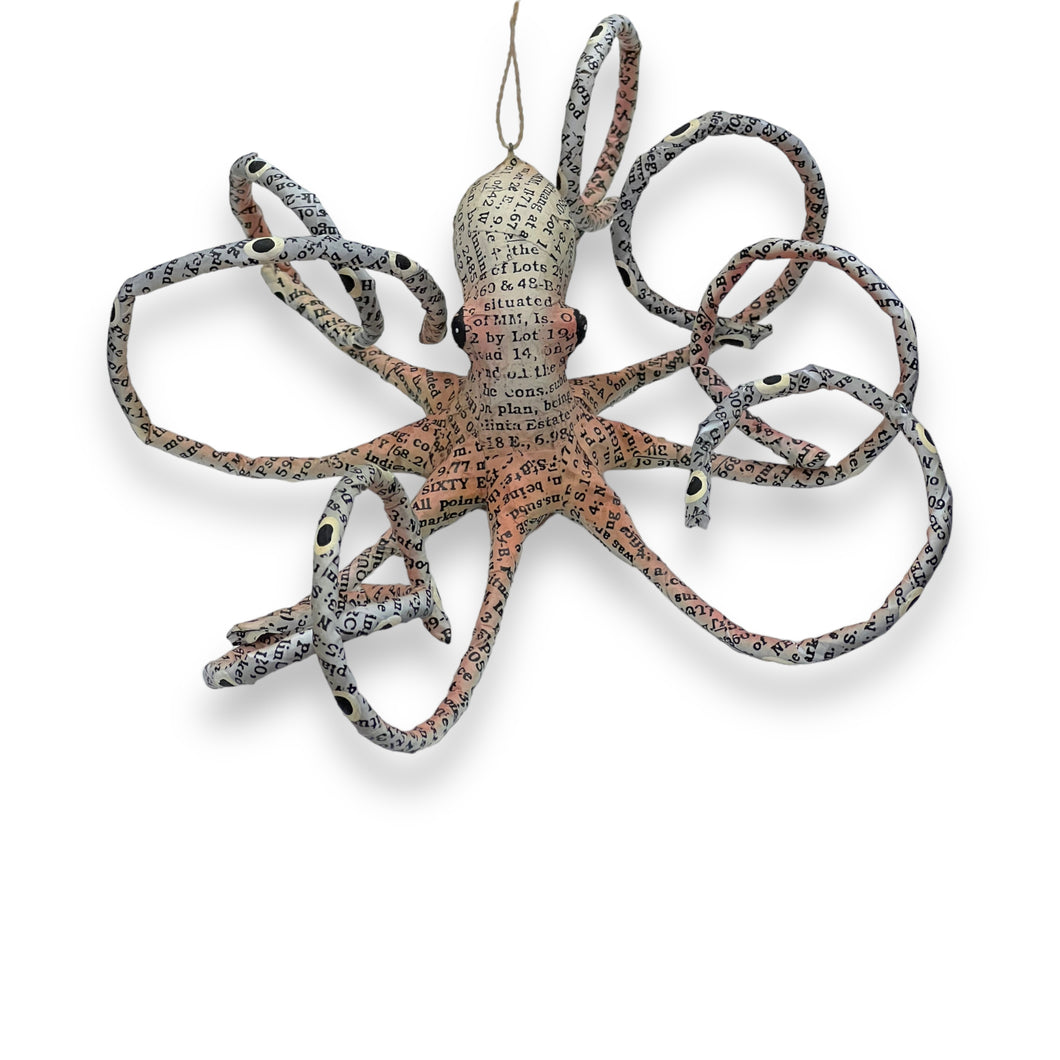 Octopus - Recycled Paper Christmas Ornament