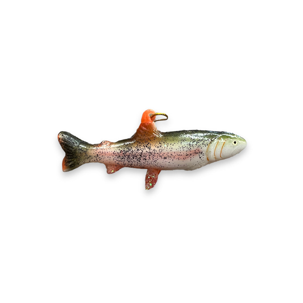 Rainbow Trout Fish - Blown Glass Christmas Ornament