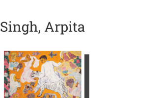 Postkarte von Singh, Arpita: Man on White Tiger with Clay Bird, 1991